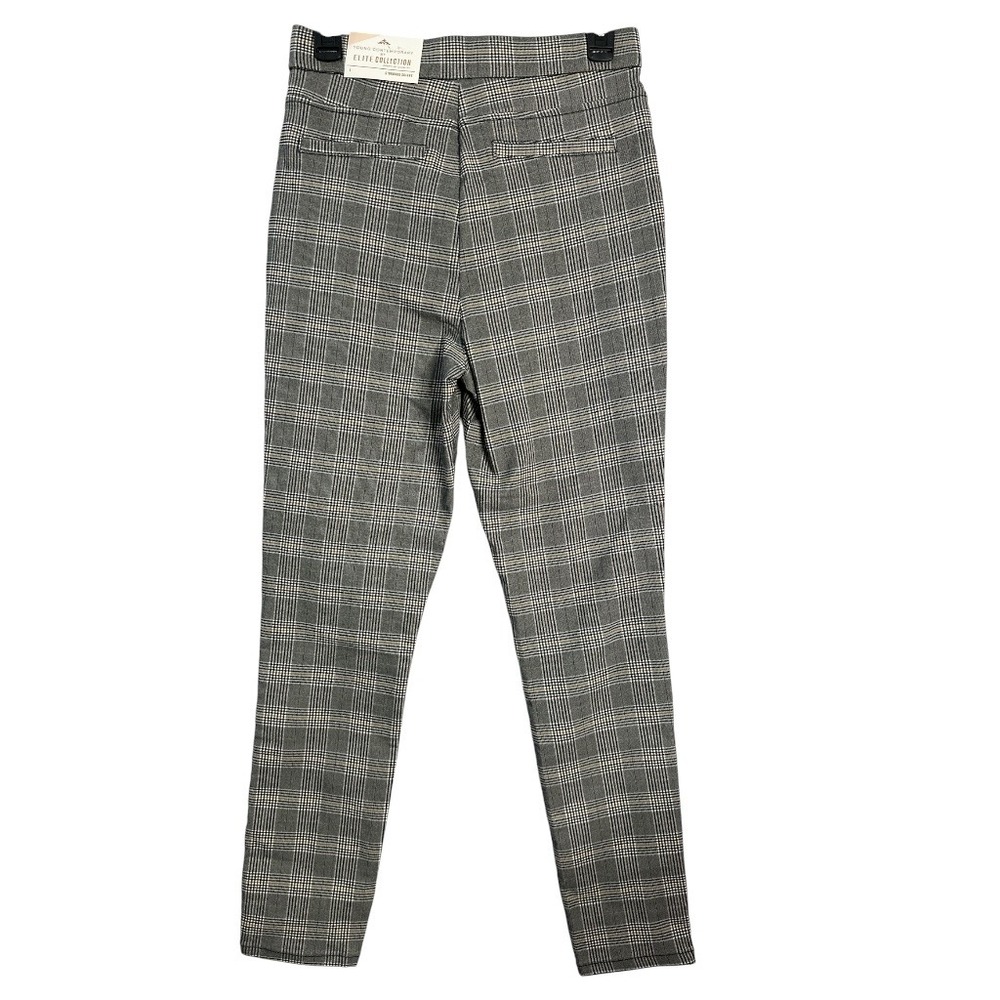 Elite Collection Gray Black Plaid Skinny Trousers Size L Preppy Business Casual - Picture 9 of 10